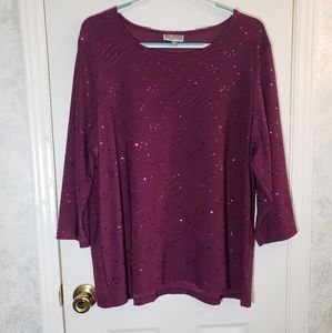 Plus Size Purple Sequined Top